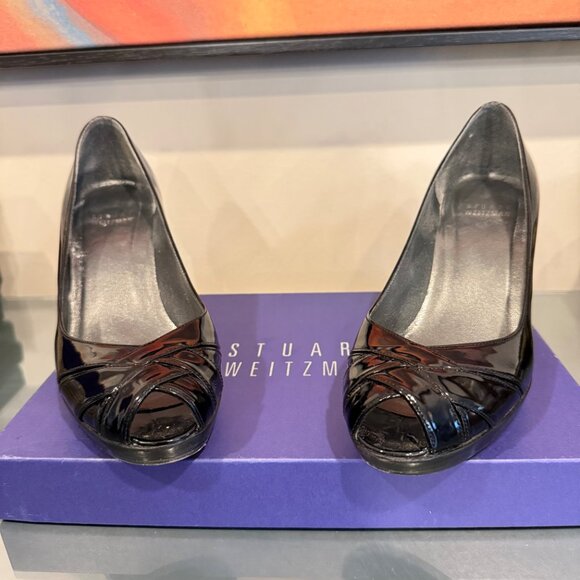 Stuart Weitzman Black Patent Leather Heels - Picture 1 of 6